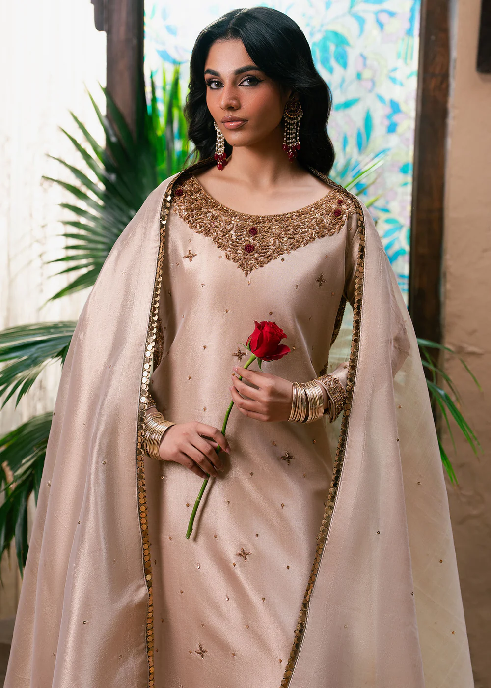 Ivory Chiffon Formal Pakistani Dress in Ireland - Image 2