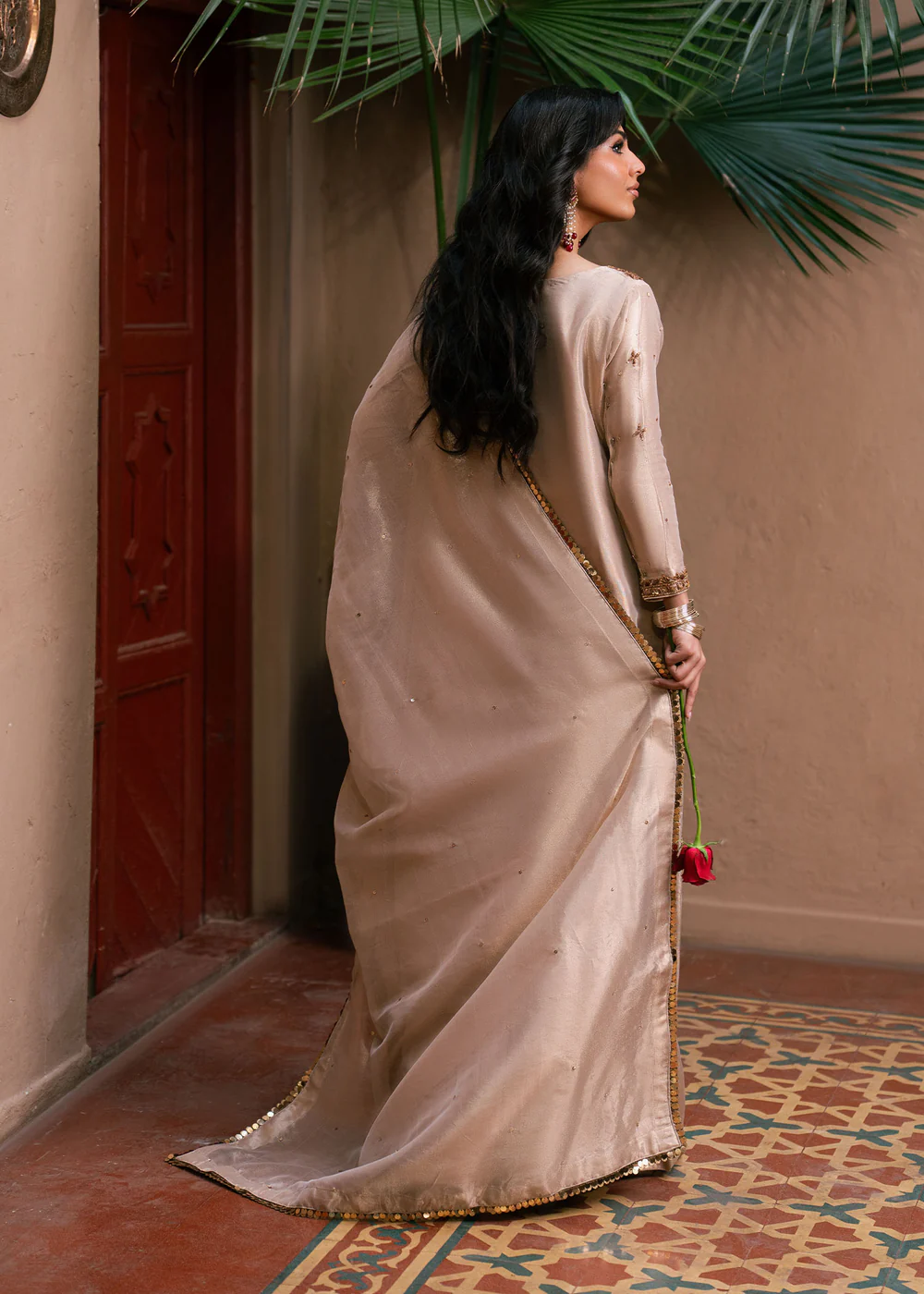 Ivory Chiffon Formal Pakistani Dress in Ireland - Image 5
