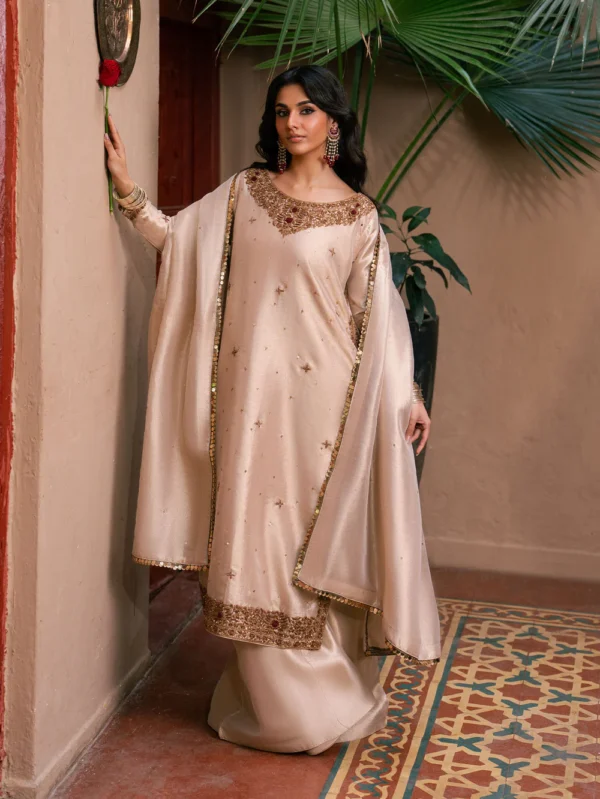 Ivory Chiffon Formal Pakistani Dress in Ireland