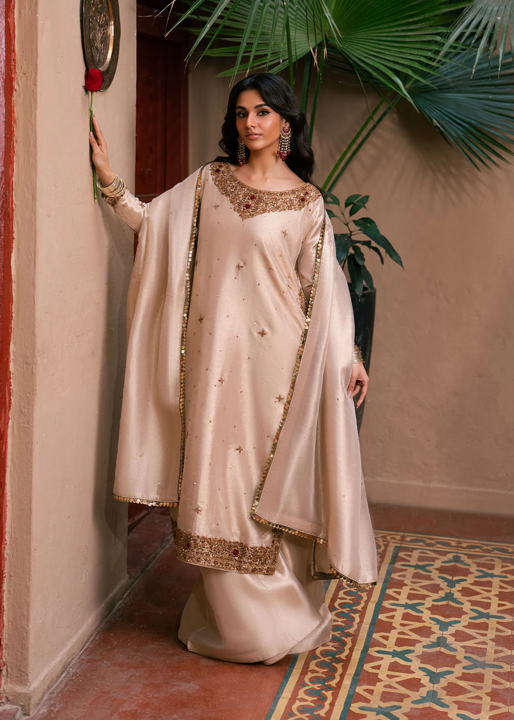 Ivory Chiffon Formal Pakistani Dress in Ireland