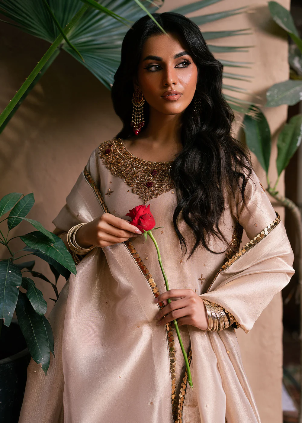 Ivory Chiffon Formal Pakistani Dress in Ireland - Image 8