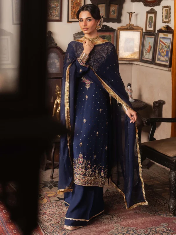 Midnight Blue Pakistani Formal Chiffon Suit Ireland