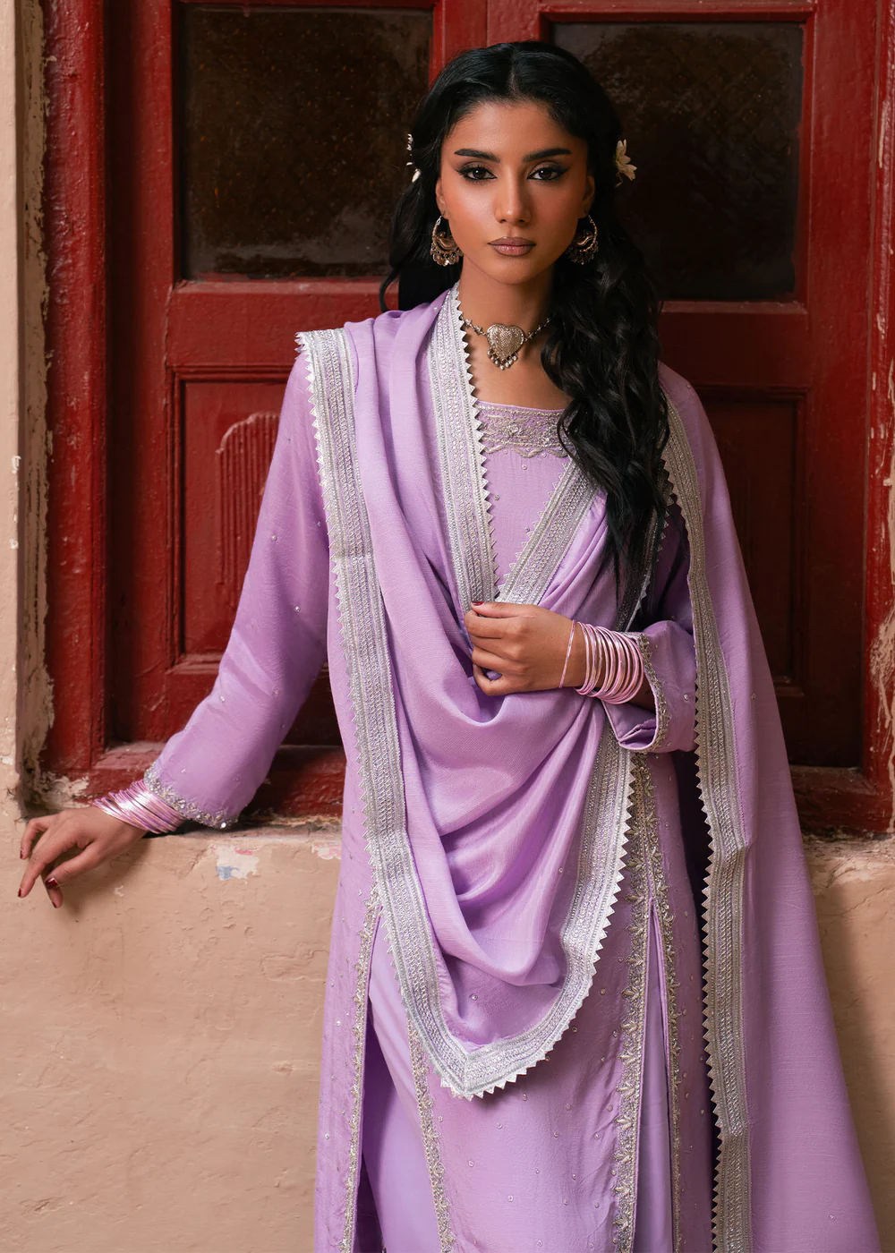 Elegant Lilac Chiffon Kurta Suit for Women in Ireland - Image 5