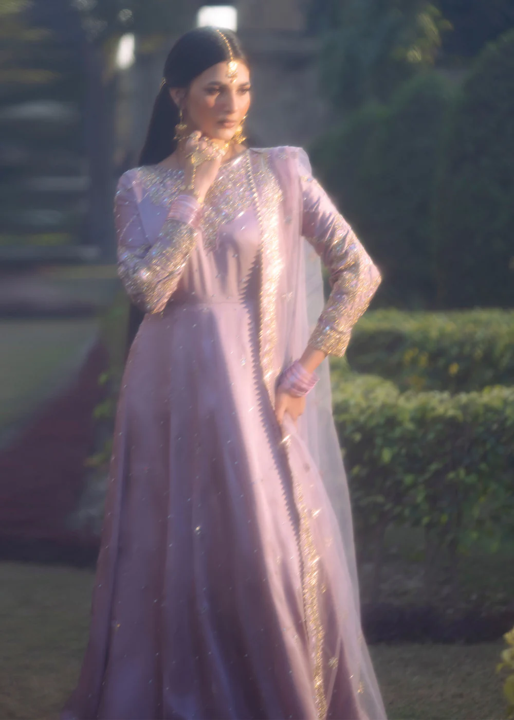 Mauve Pakistani Maxi Dress for Weddings in Ireland - Image 7