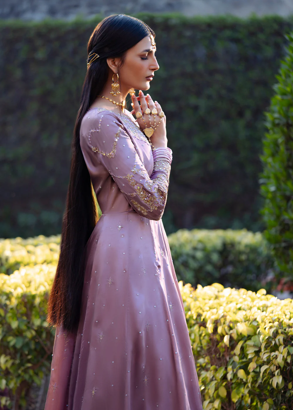 Mauve Pakistani Maxi Dress for Weddings in Ireland - Image 5
