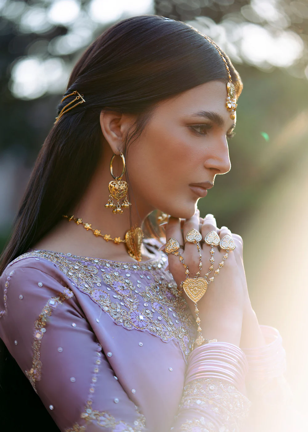 Mauve Pakistani Maxi Dress for Weddings in Ireland - Image 6