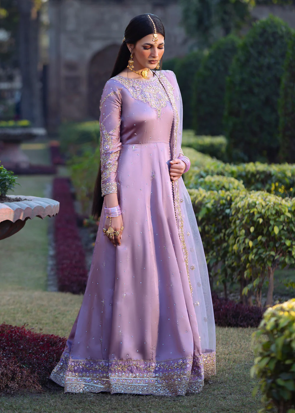 Mauve Pakistani Maxi Dress for Weddings in Ireland - Image 8