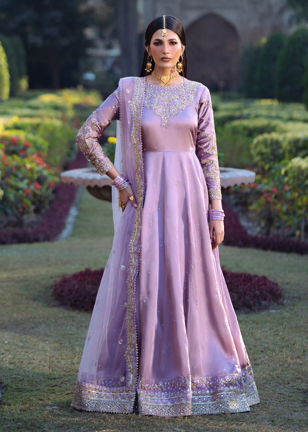Mauve Pakistani Maxi Dress for Weddings in Ireland - Image 11