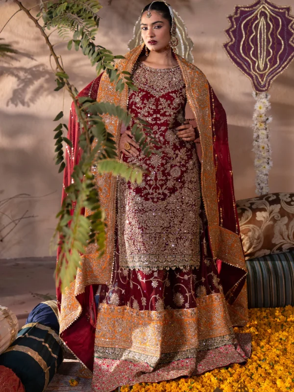 Maroon Pakistani Chiffon Lehenga for Women Ireland