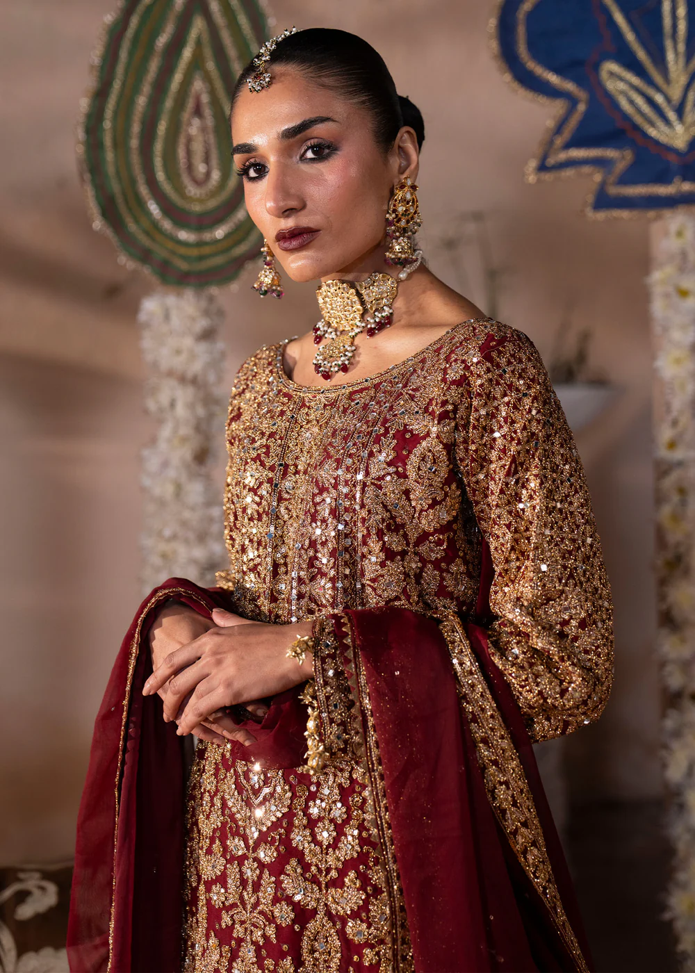 Maroon Chiffon Lehenga Suit for Women in Ireland - Image 2