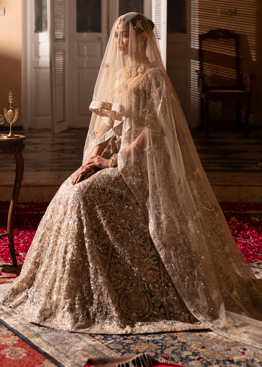 Pakistani Grey Net Lehenga Suit for Women - Image 4