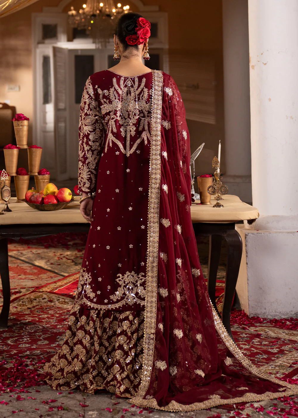 Red Pakistani Chiffon Lehenga for Women Ireland - Image 7