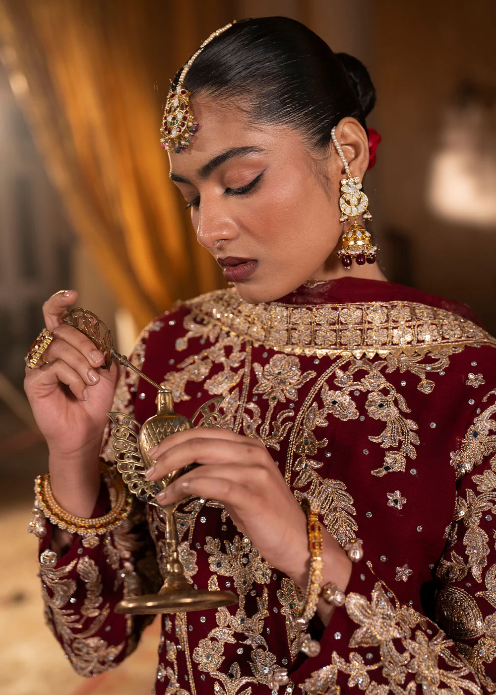 Red Pakistani Chiffon Lehenga for Women Ireland - Image 3