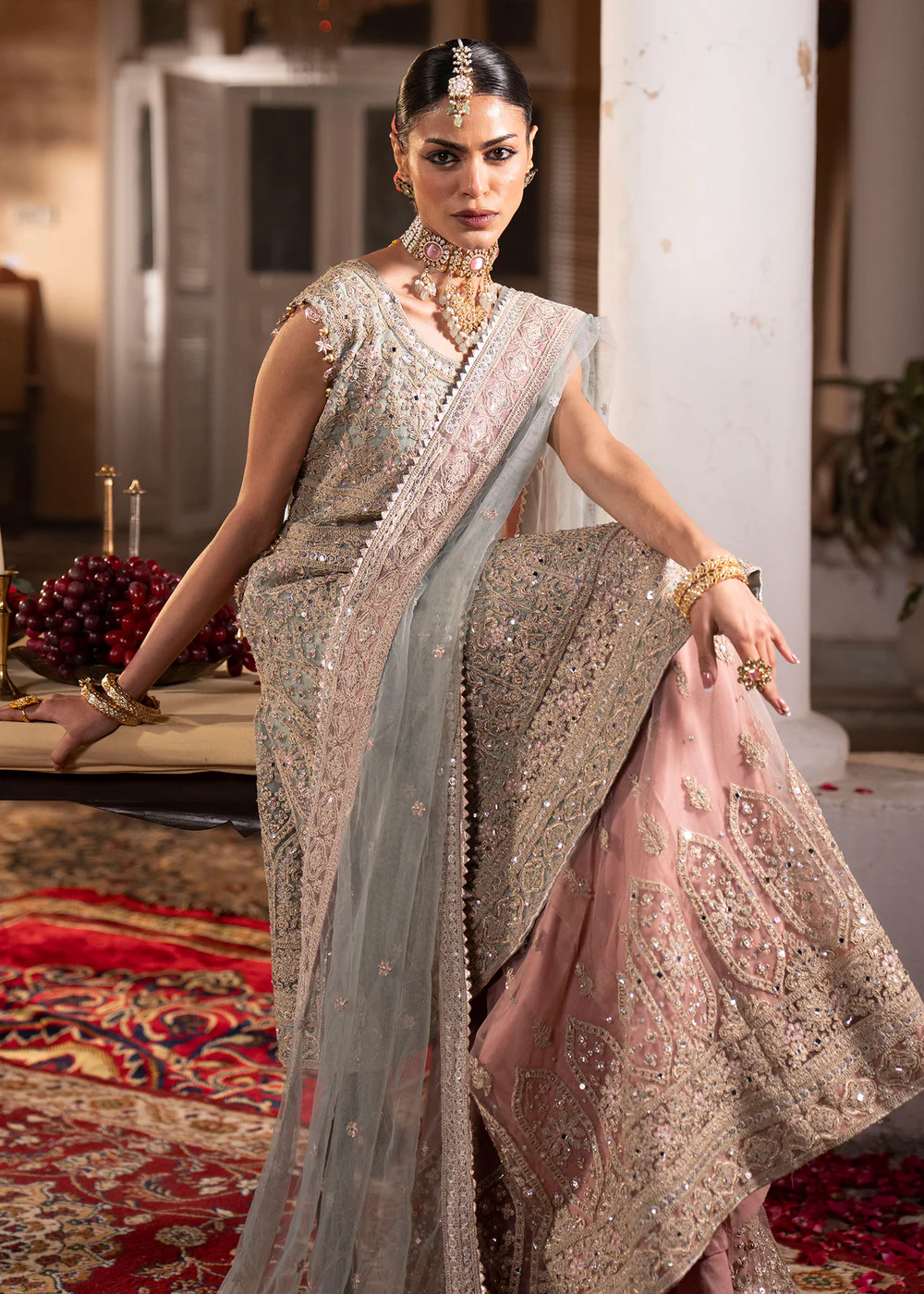 Light Blue Net Sharara Suit for Women in Ireland - Image 4
