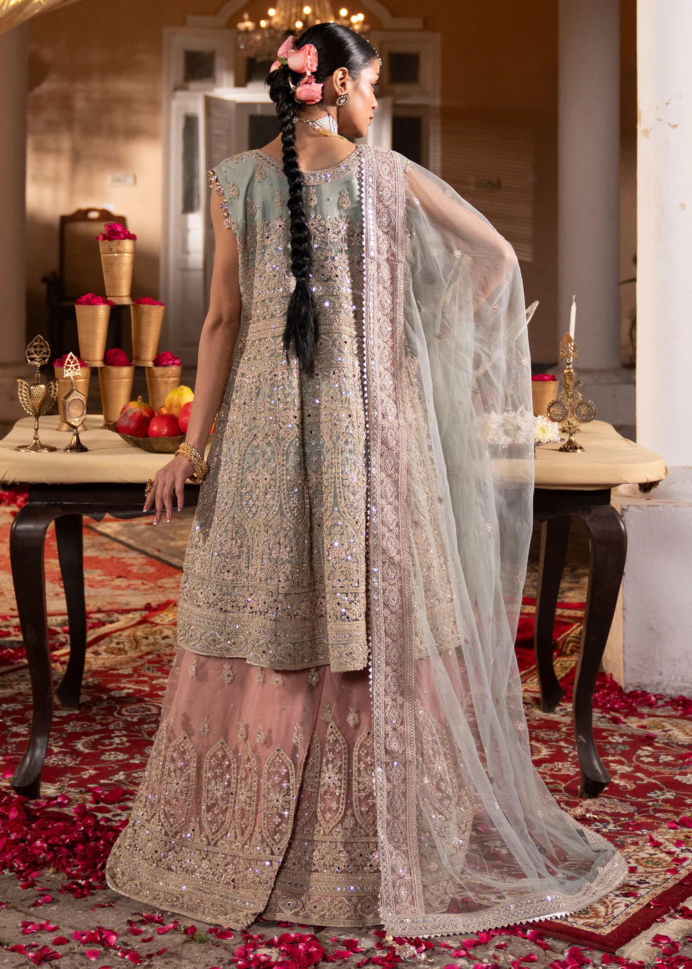 Light Blue Net Sharara Suit for Women in Ireland - Image 2