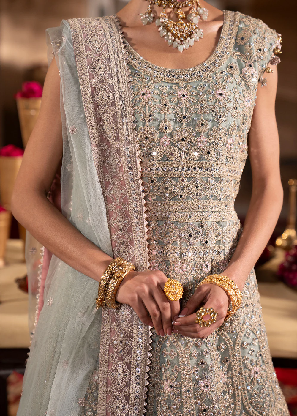 Light Blue Net Sharara Suit for Women in Ireland - Image 7