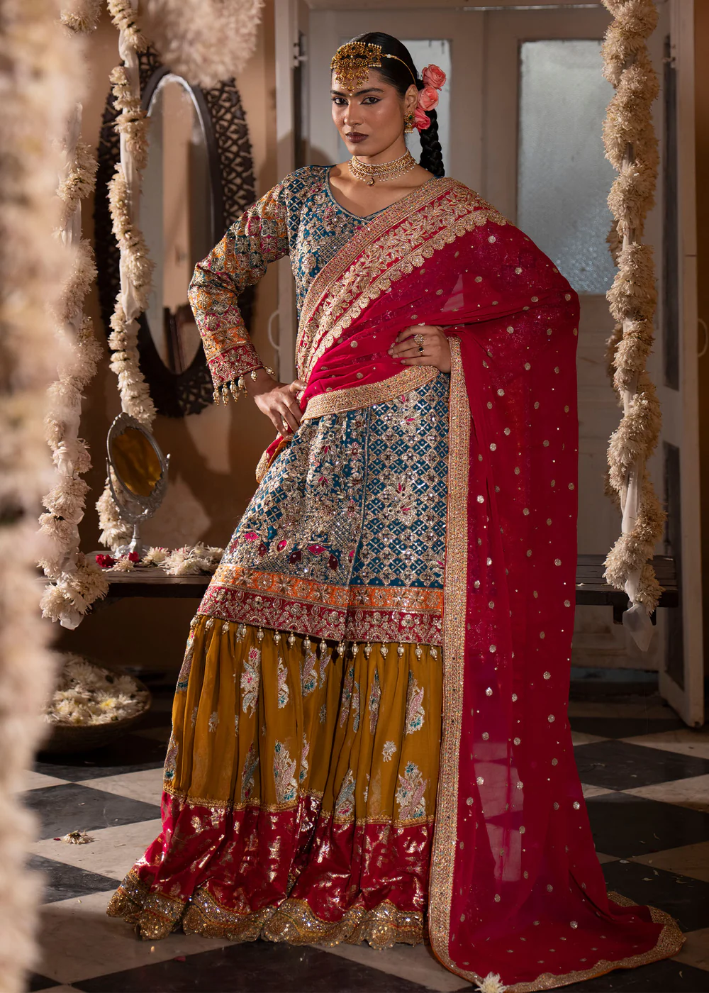 Teal Pakistani Gharara Suit for Women in Ireland - Image 8