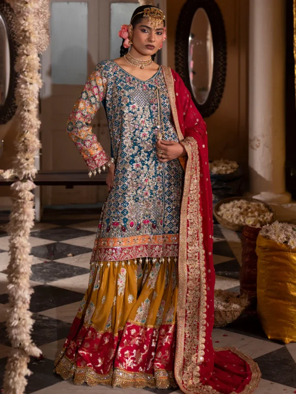 Teal Pakistani Gharara Suit for Women in Ireland