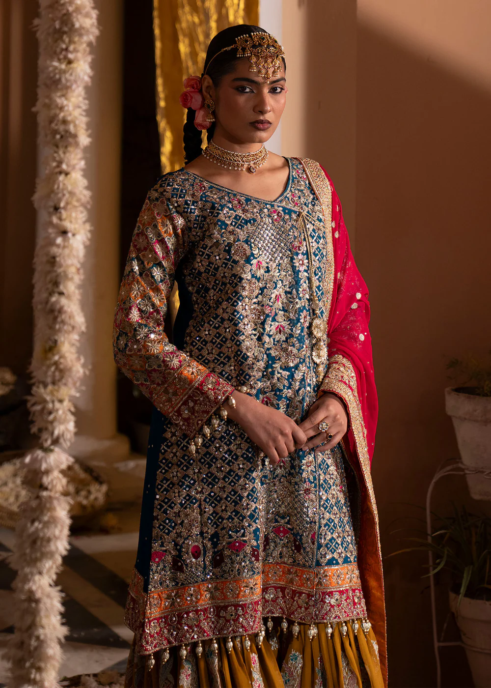 Teal Pakistani Gharara Suit for Women in Ireland - Image 3