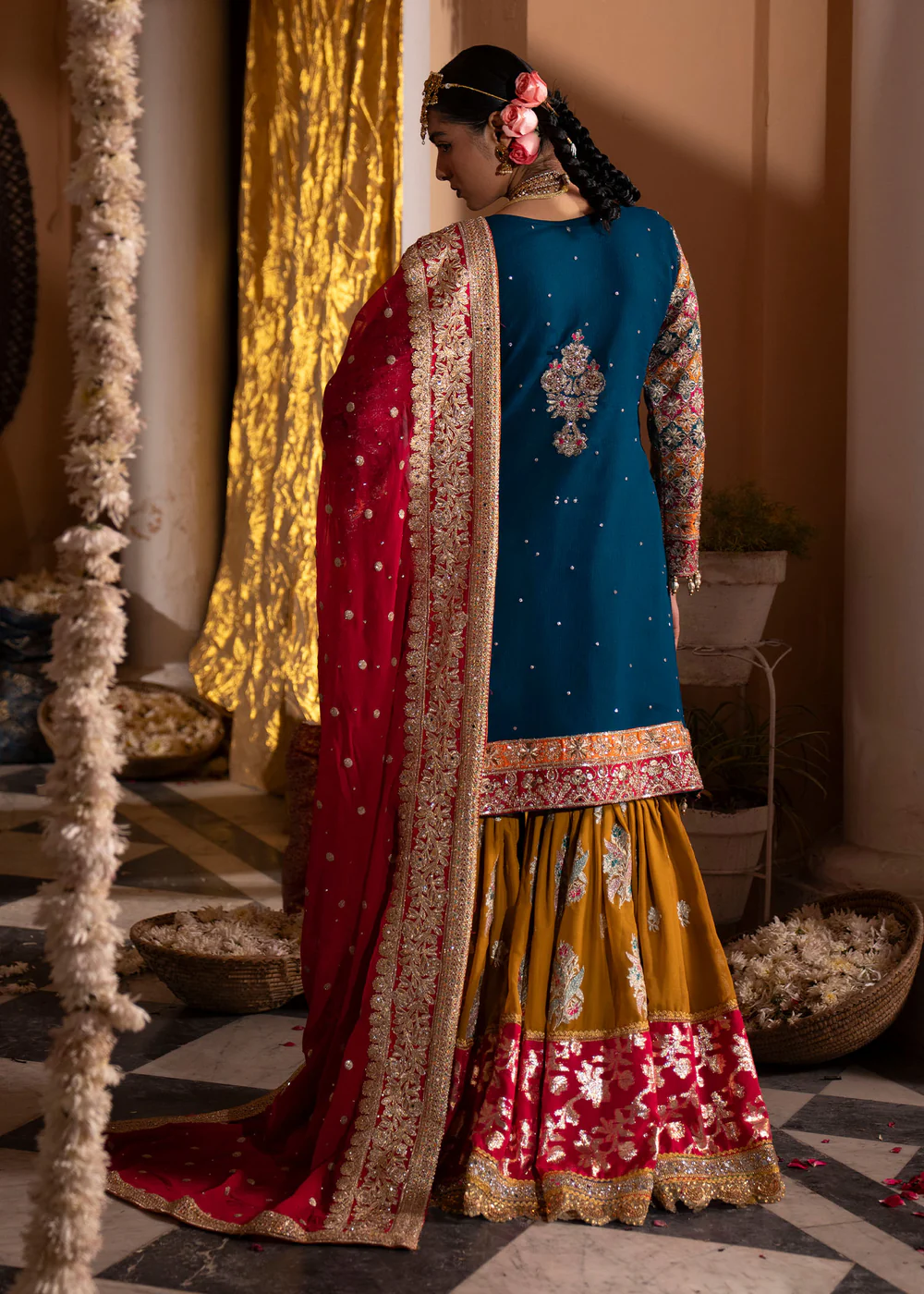 Teal Pakistani Gharara Suit for Women in Ireland - Image 10