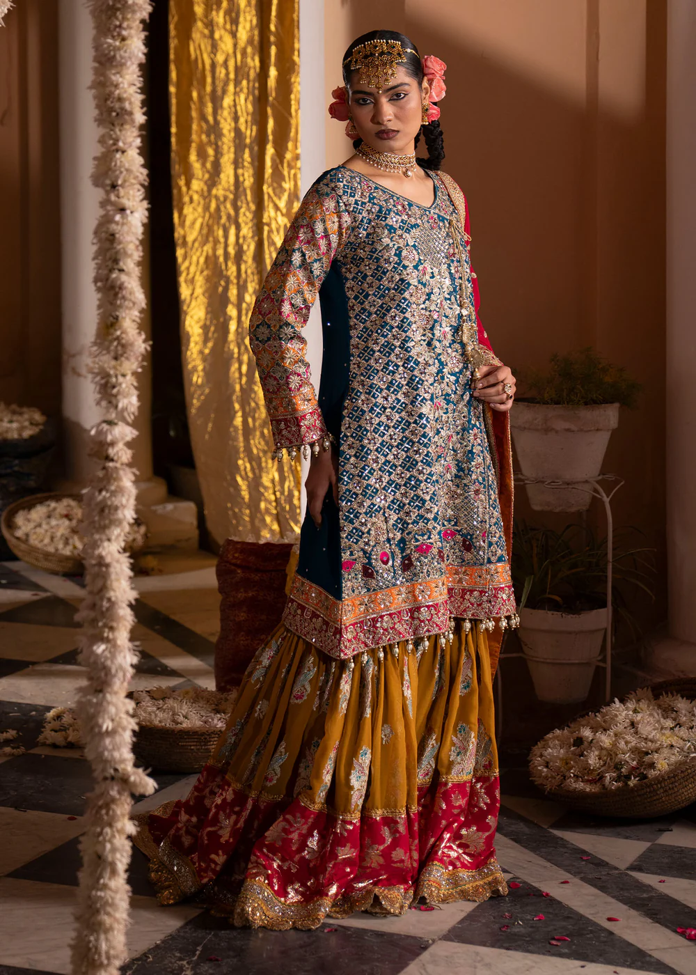 Teal Pakistani Gharara Suit for Women in Ireland - Image 12