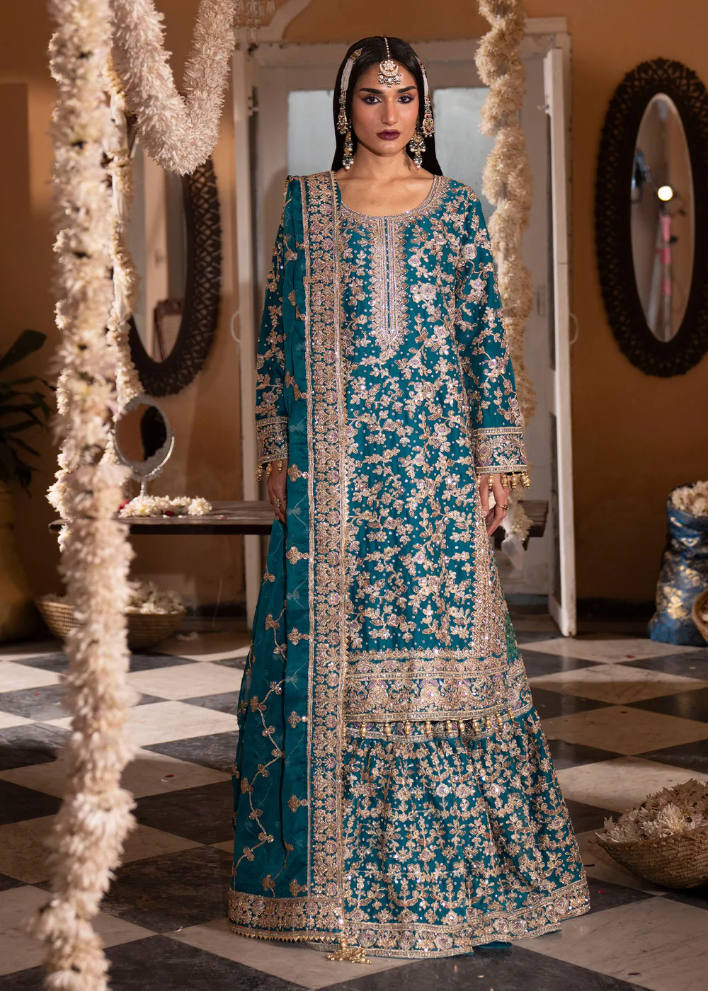 Teal Pakistani Lehenga Suit for Women in Ireland - Image 2