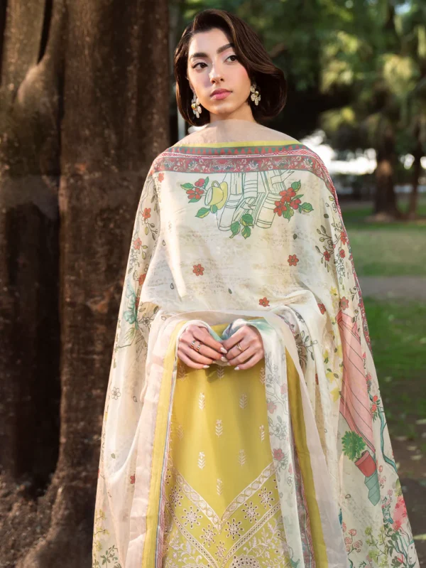 Pale Yellow Pakistani Lawn Suit for Women Ireland
