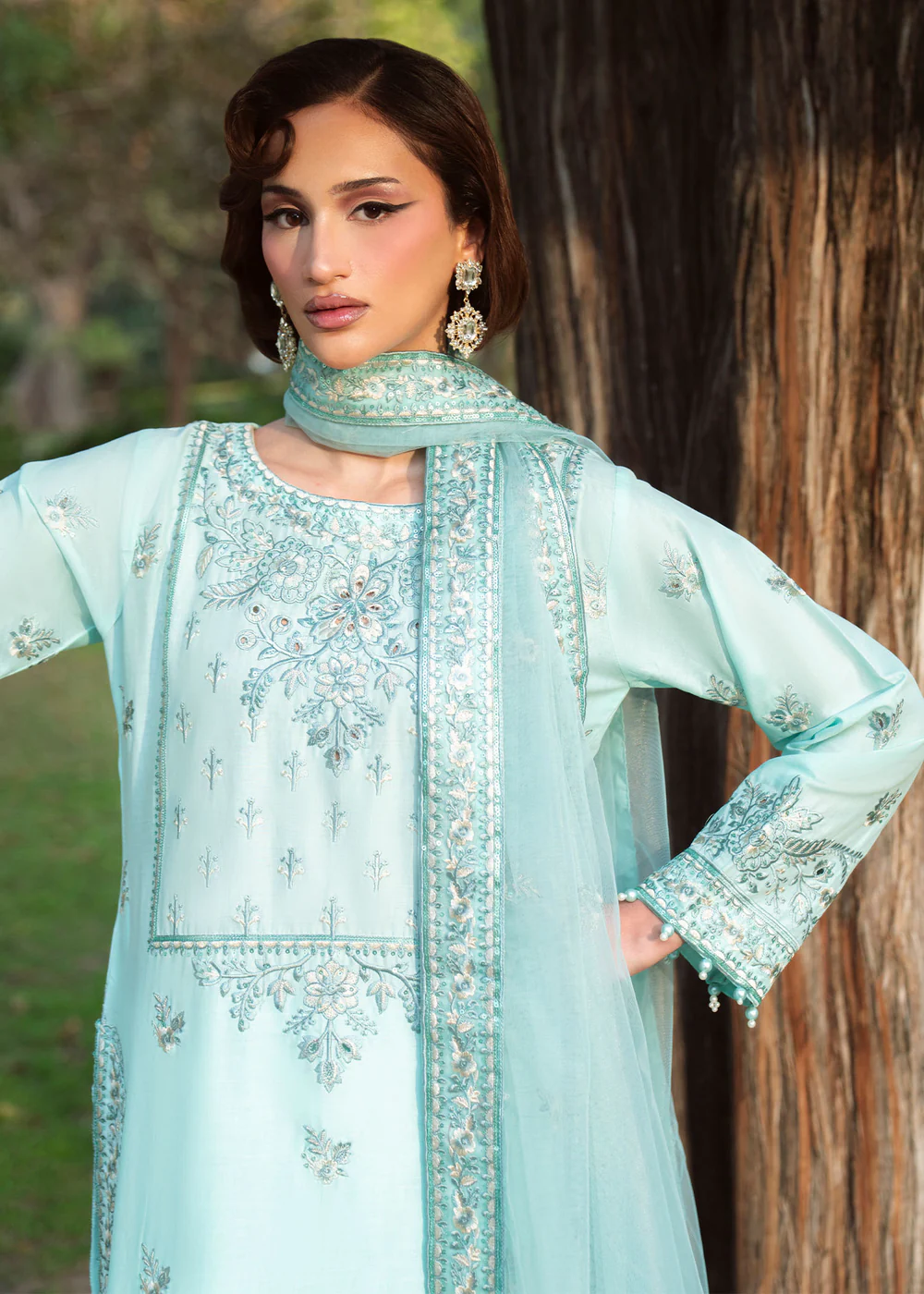Powder Blue Pakistani Lawn Suit for Women Ireland - Image 9
