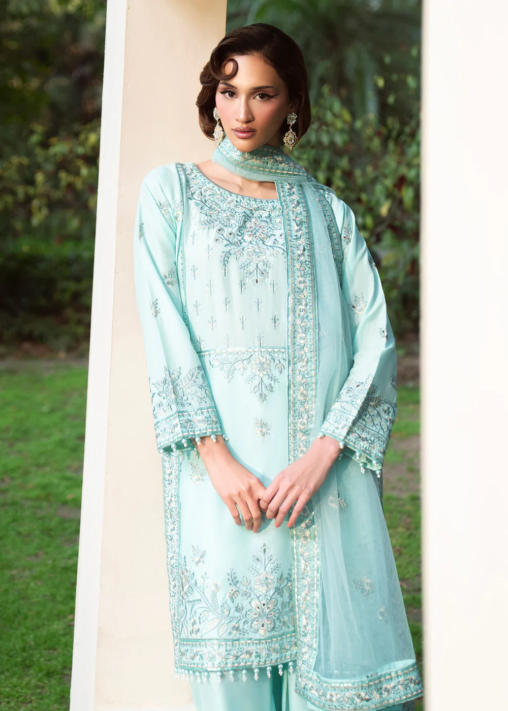 Powder Blue Pakistani Lawn Suit for Women Ireland - Image 8