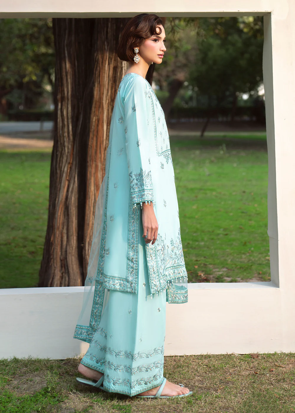 Powder Blue Pakistani Lawn Suit for Women Ireland - Image 7