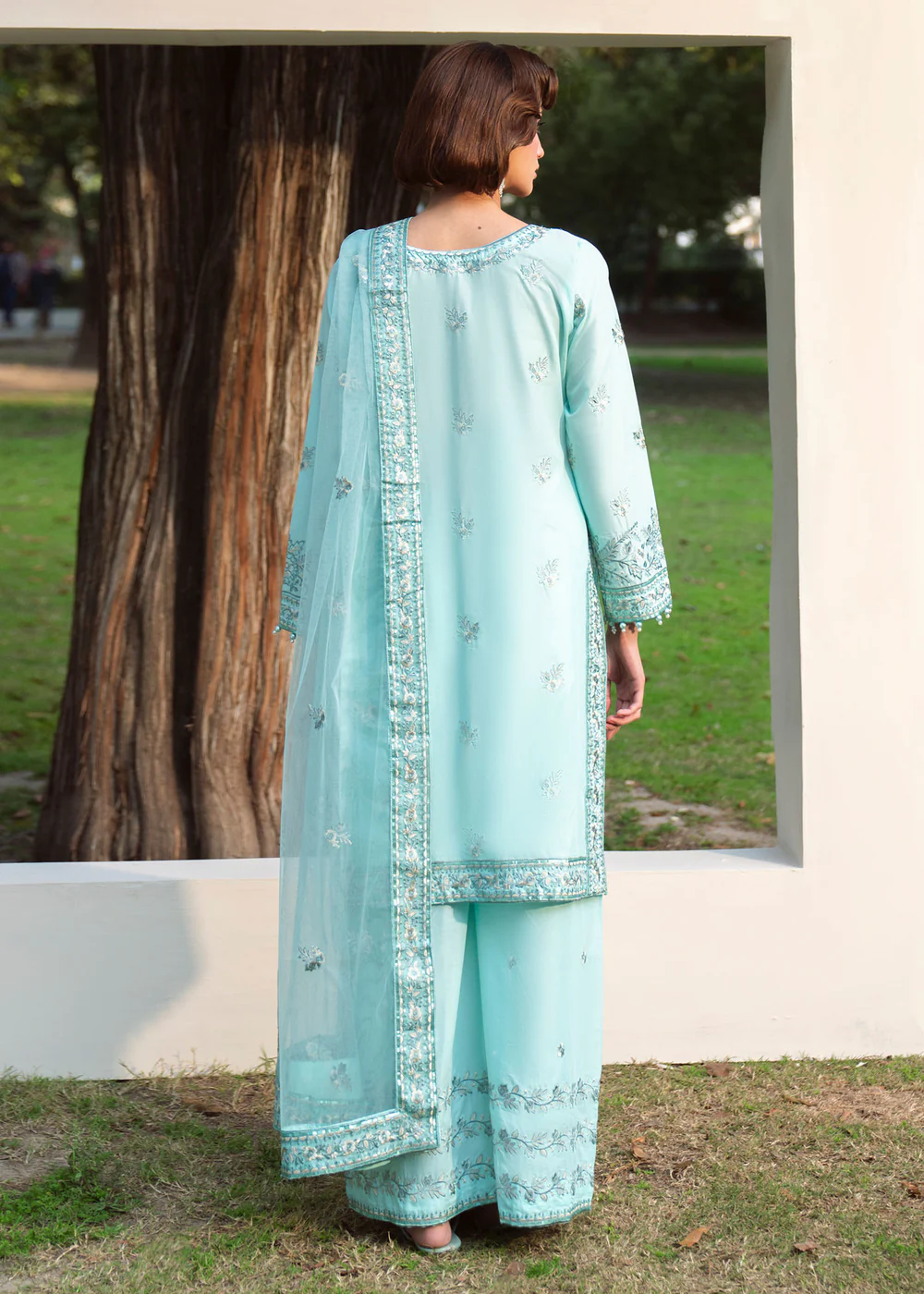 Powder Blue Pakistani Lawn Suit for Women Ireland - Image 6