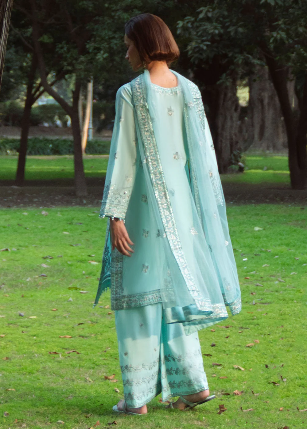 Powder Blue Pakistani Lawn Suit for Women Ireland - Image 4