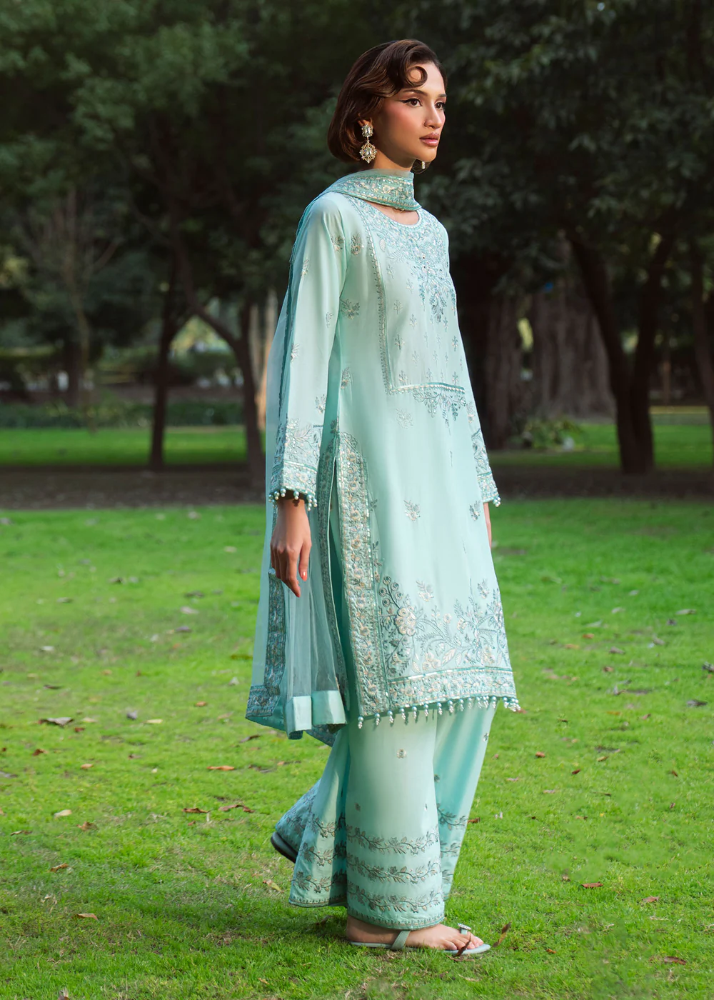 Powder Blue Pakistani Lawn Suit for Women Ireland - Image 2