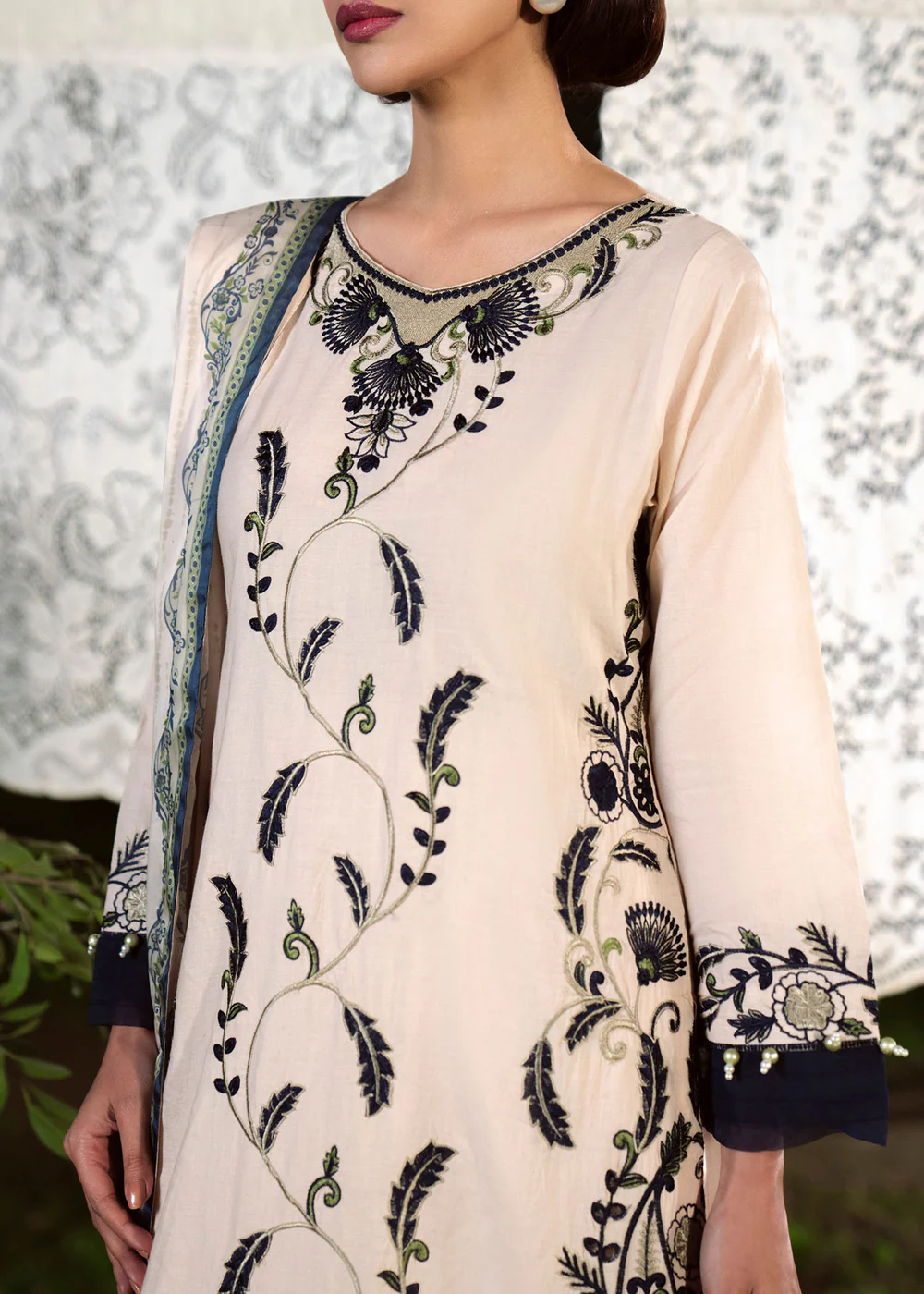 Beige Embroidered Lawn Suit for Women in Ireland - Image 7