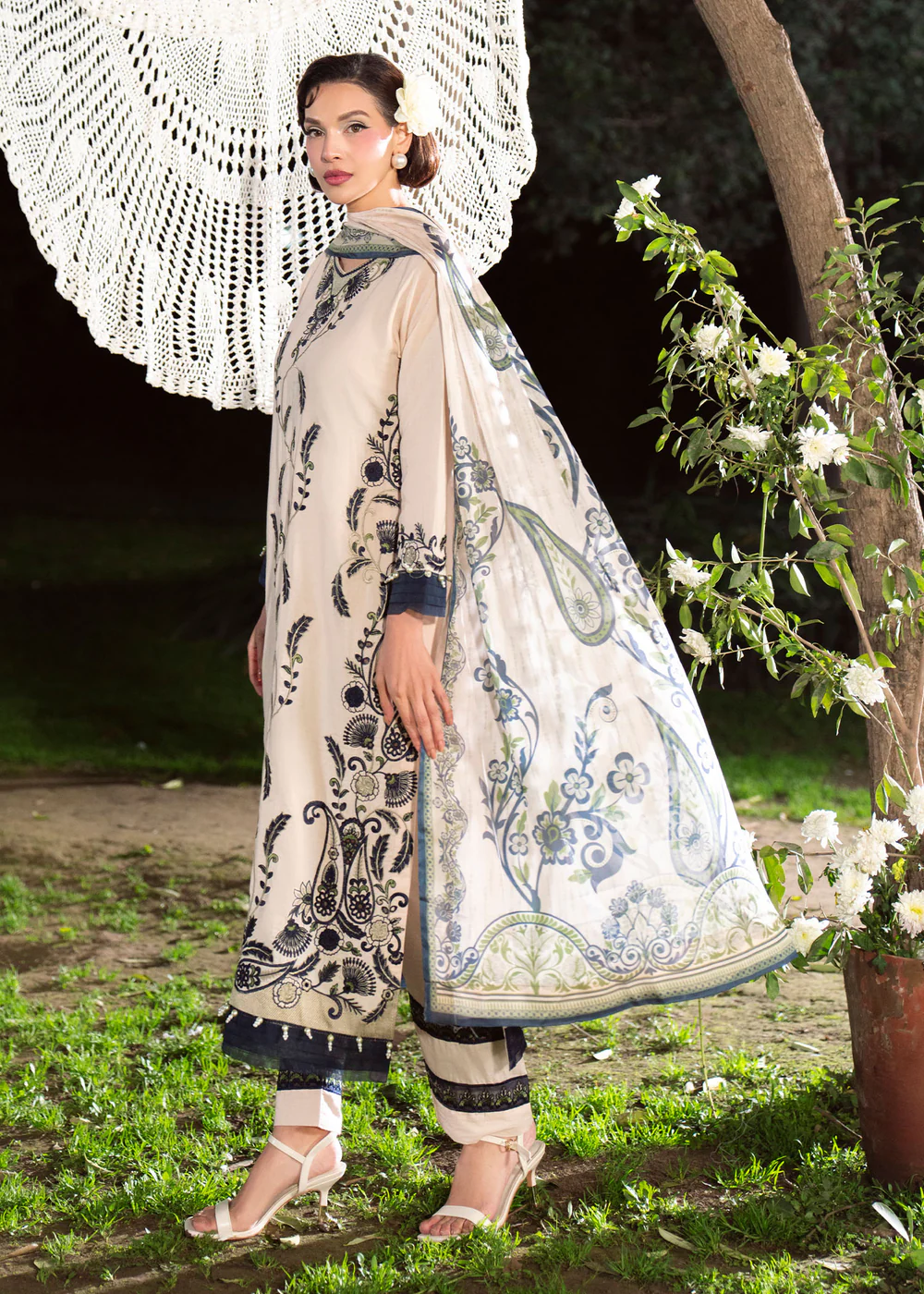 Beige Embroidered Lawn Suit for Women in Ireland - Image 10