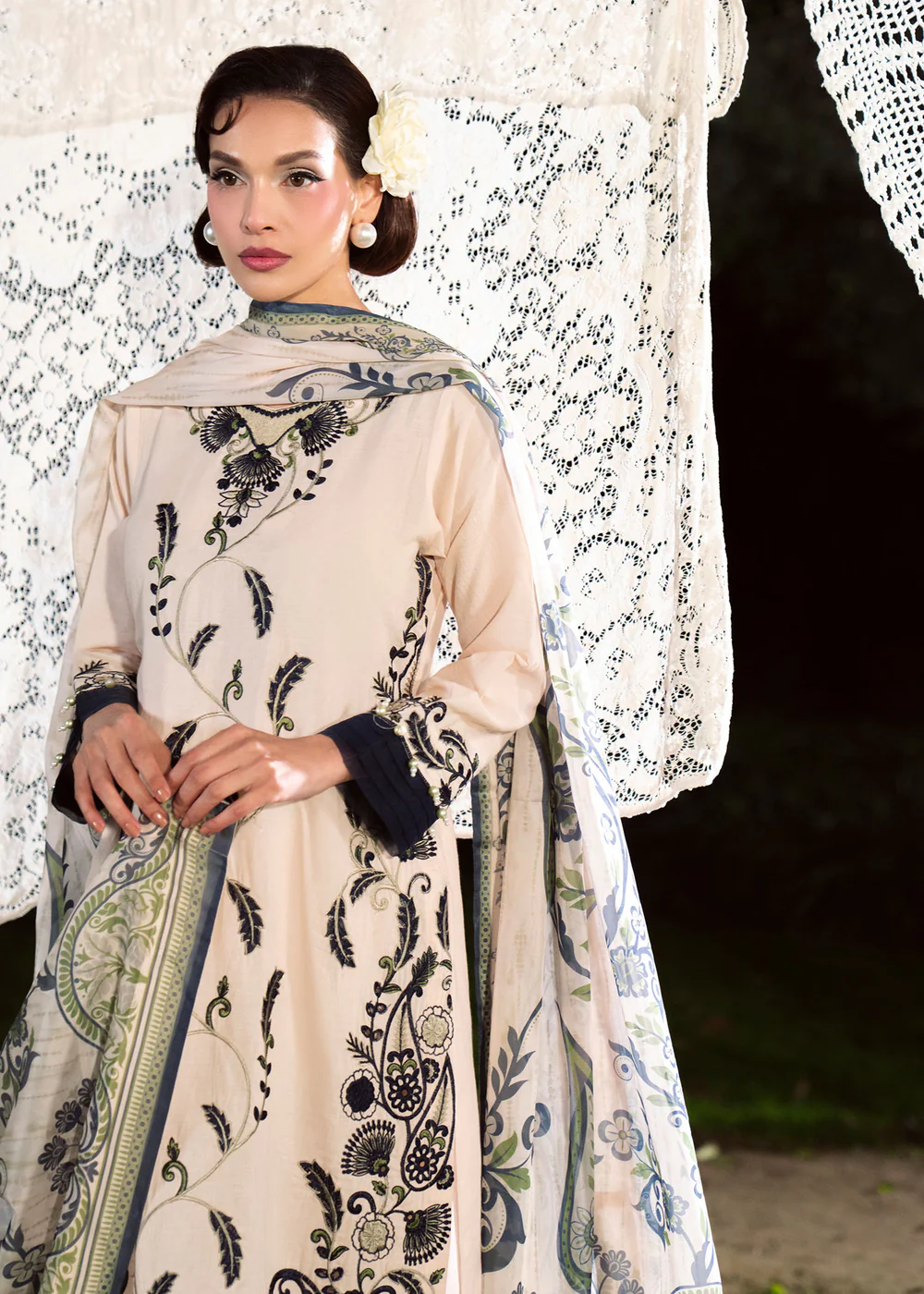 Beige Embroidered Lawn Suit for Women in Ireland - Image 2
