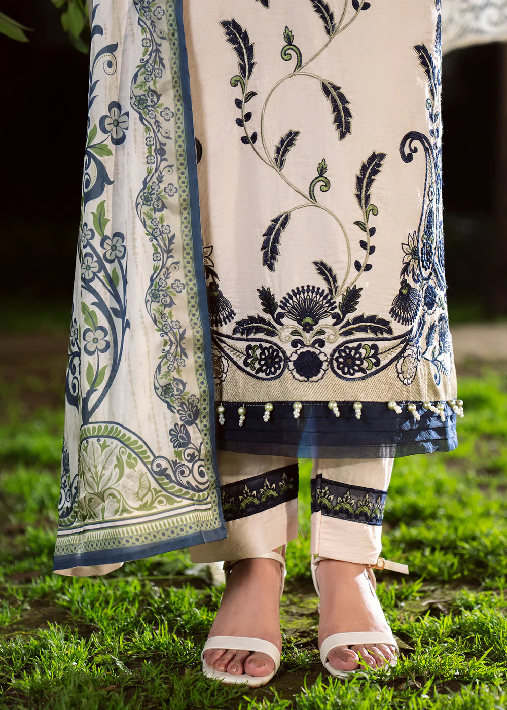 Beige Embroidered Lawn Suit for Women in Ireland - Image 6