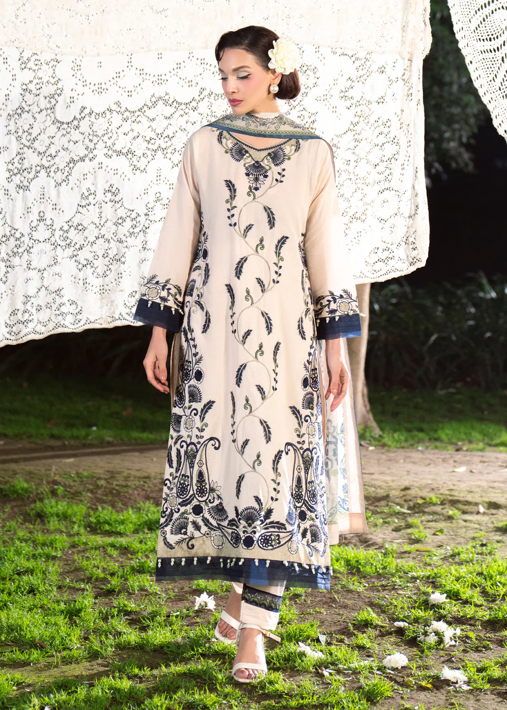 Beige Embroidered Lawn Suit for Women in Ireland