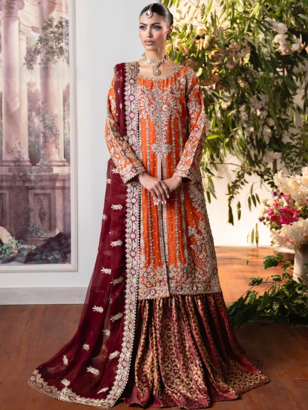 Pumpkin Orange Banarasi Gharara Suit Ireland
