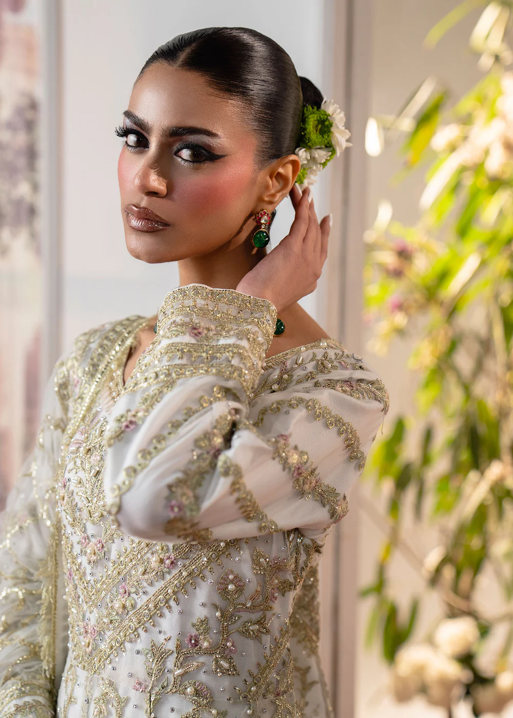 Ivory Embroidered Maxi Suit for Women Ireland - Image 2