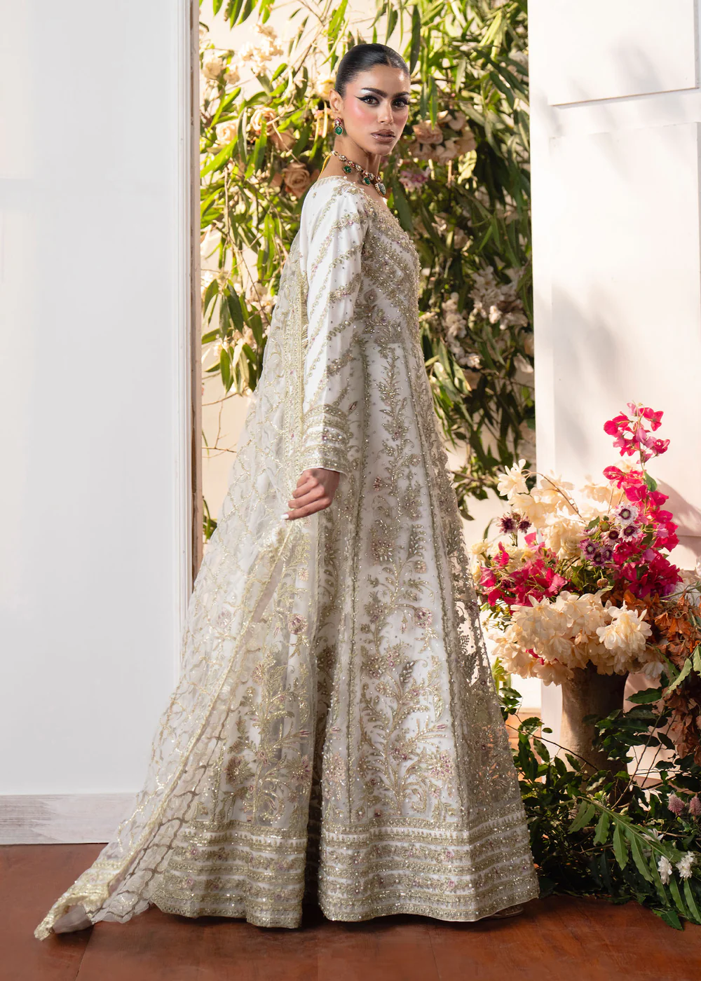 Ivory Embroidered Maxi Suit for Women Ireland - Image 12