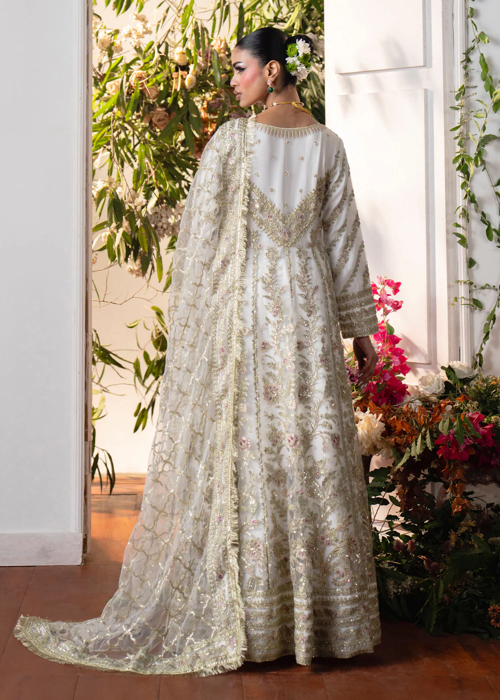 Ivory Embroidered Maxi Suit for Women Ireland - Image 8