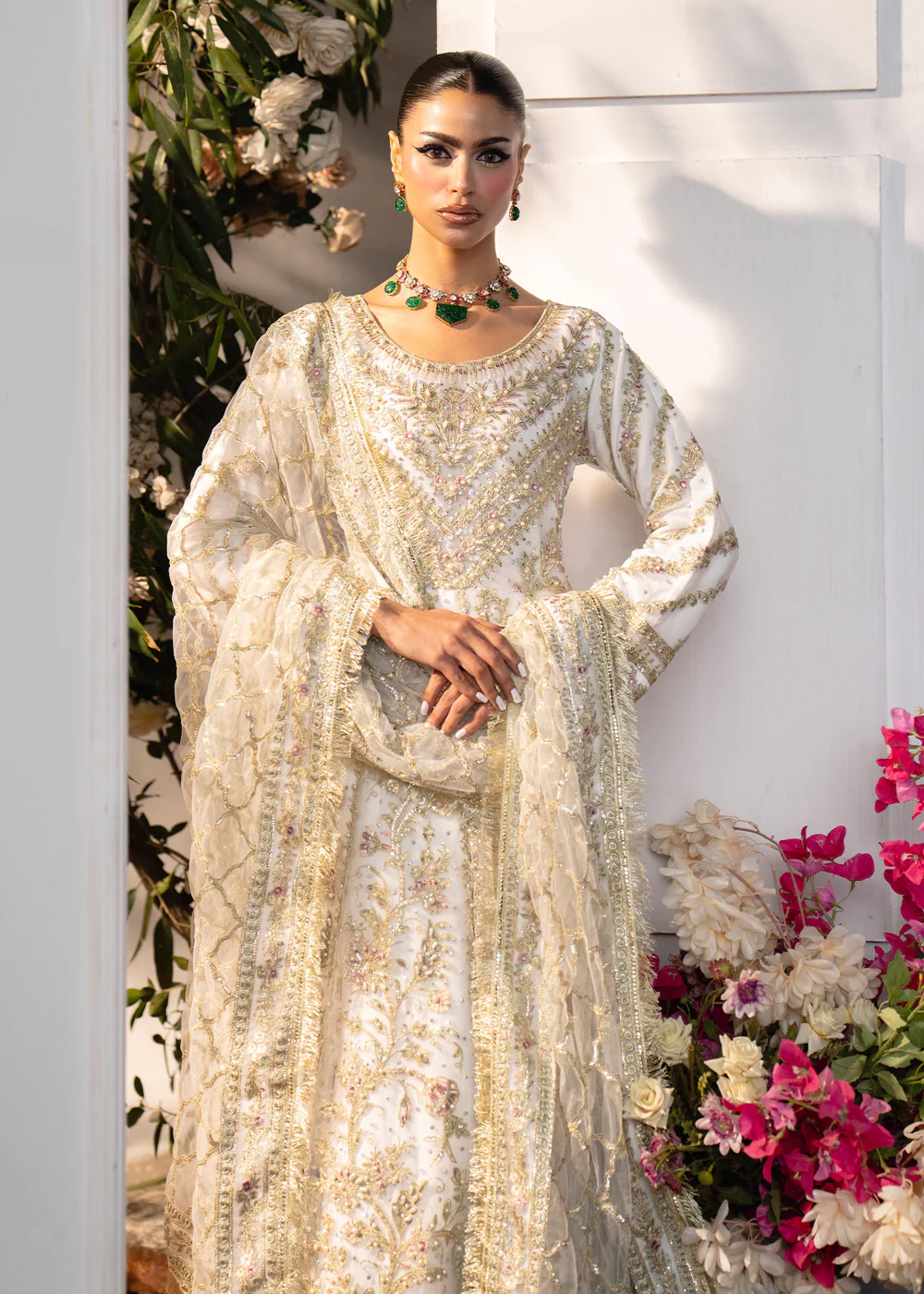 Ivory Embroidered Maxi Suit for Women Ireland - Image 3