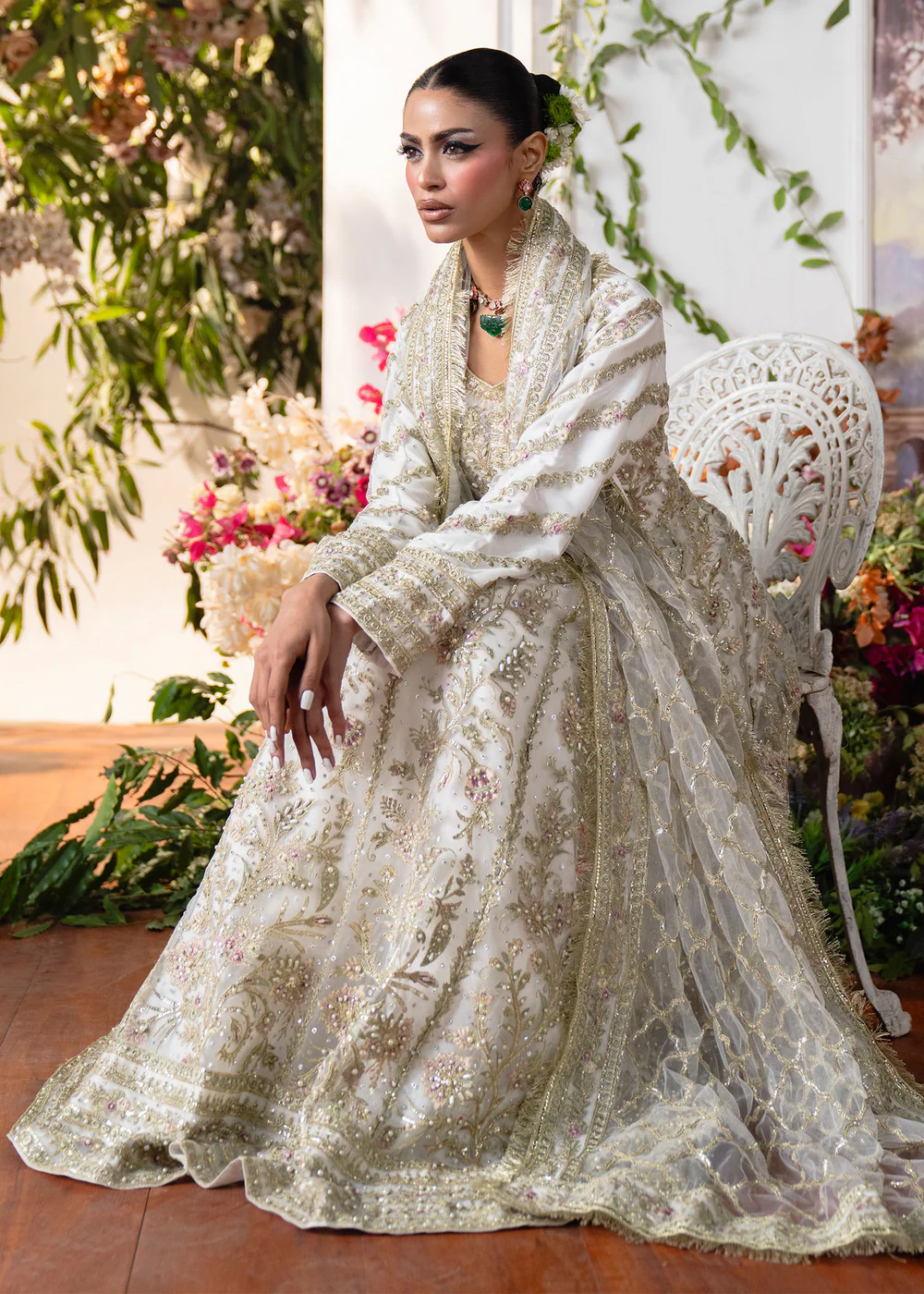 Ivory Embroidered Maxi Suit for Women Ireland - Image 6