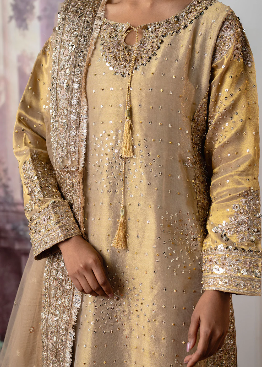 Beige Embroidered Party Suit for Women Ireland - Image 5