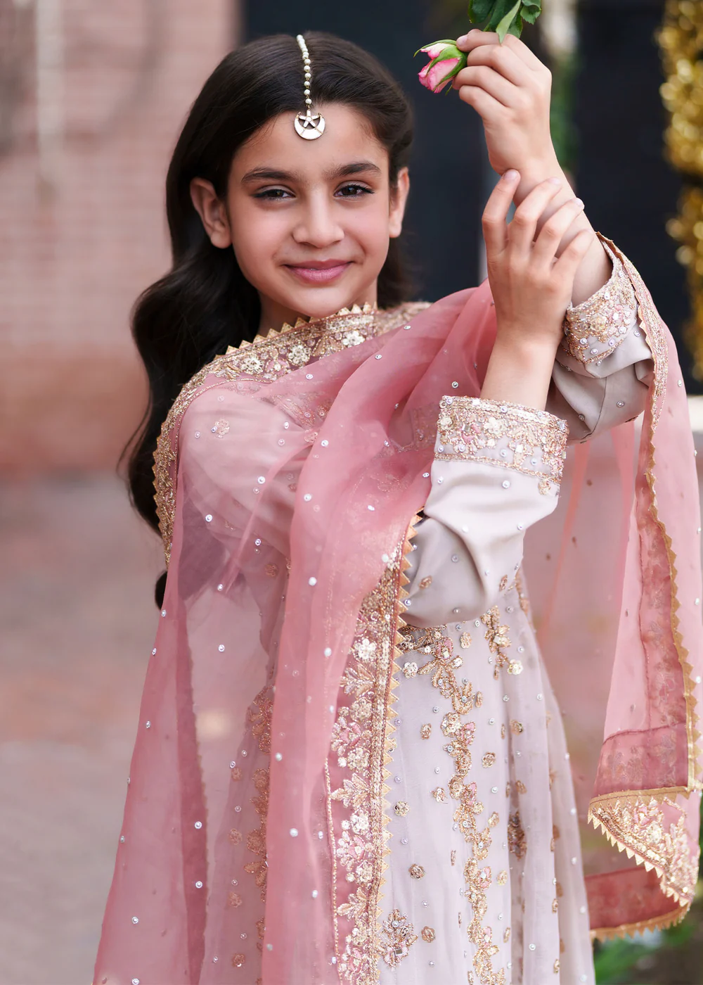 Beige Embroidered Pishwas Suit for Women Ireland - Image 12