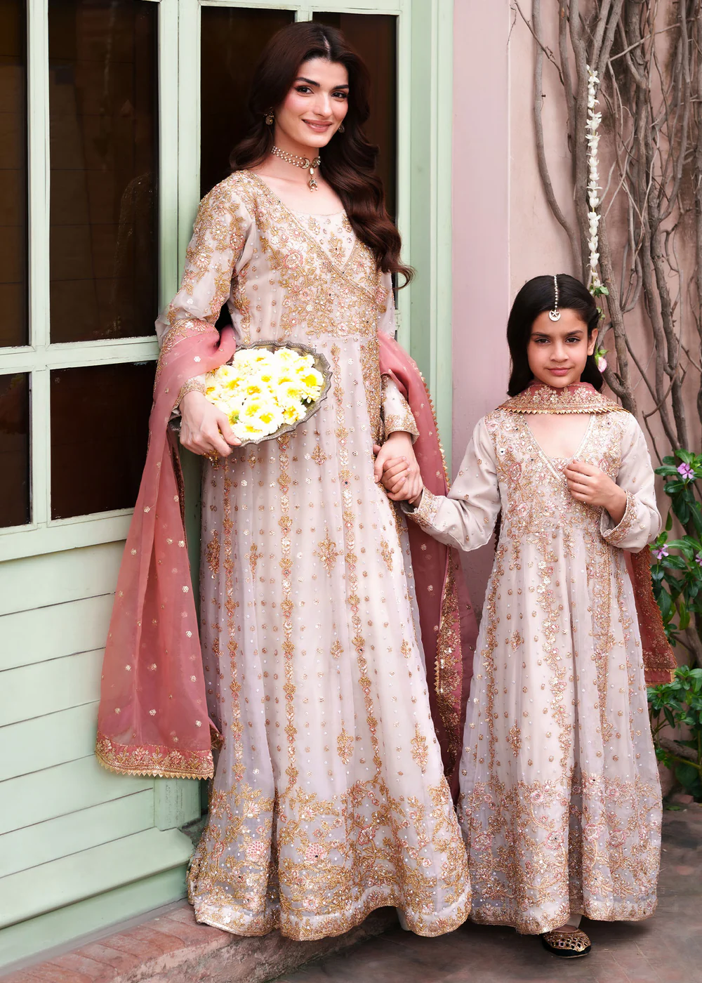 Beige Embroidered Pishwas Suit for Women Ireland - Image 8
