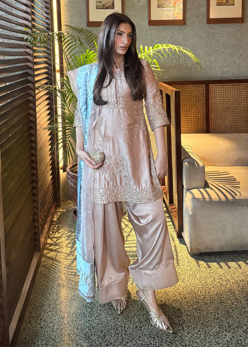 Beige Charmuse Embroidered Suit in Ireland for Weddings - Image 5