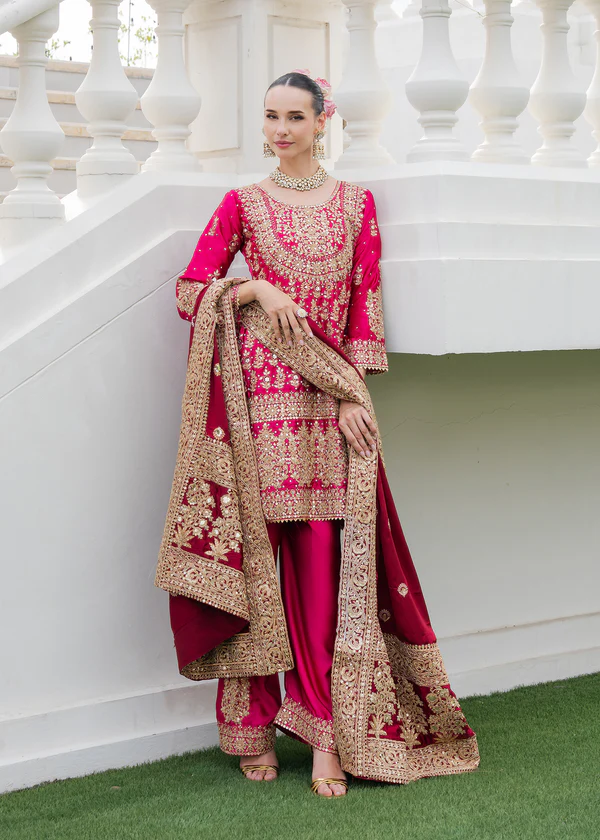 uchsia Charmuse 3PC Festive Embroidered Suit Set - Image 2