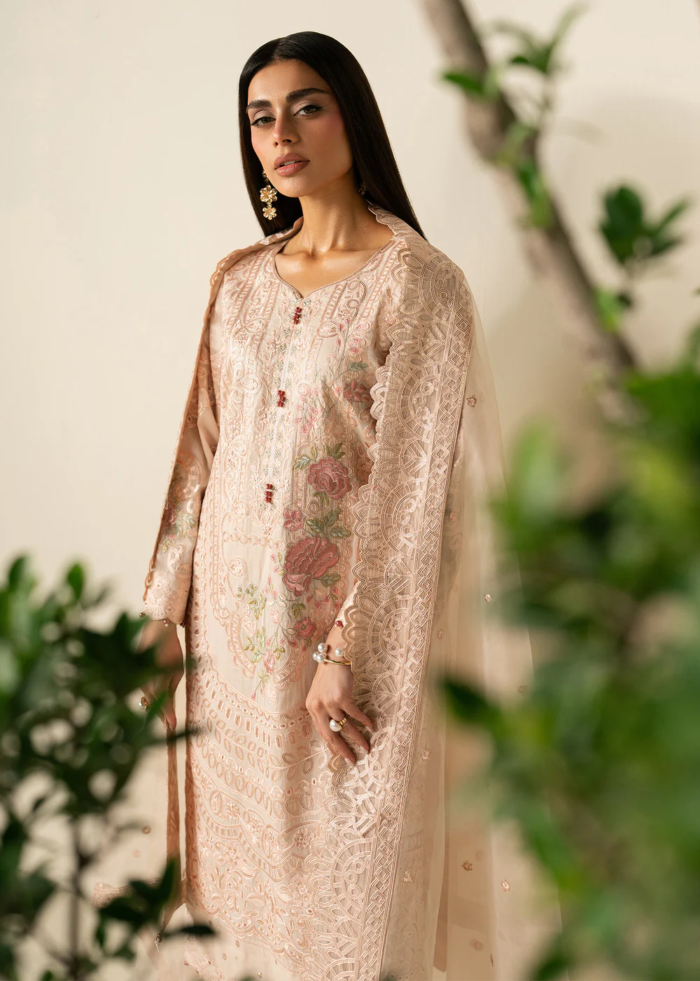 Blush Pink Lawn Straight Kurta Suit with Dupatta - Image 7